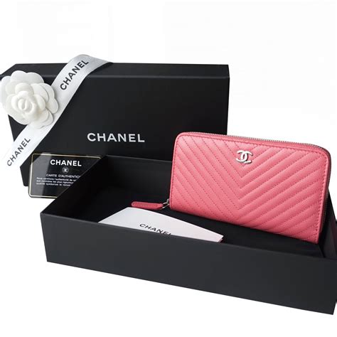 chanel pink leather wallet